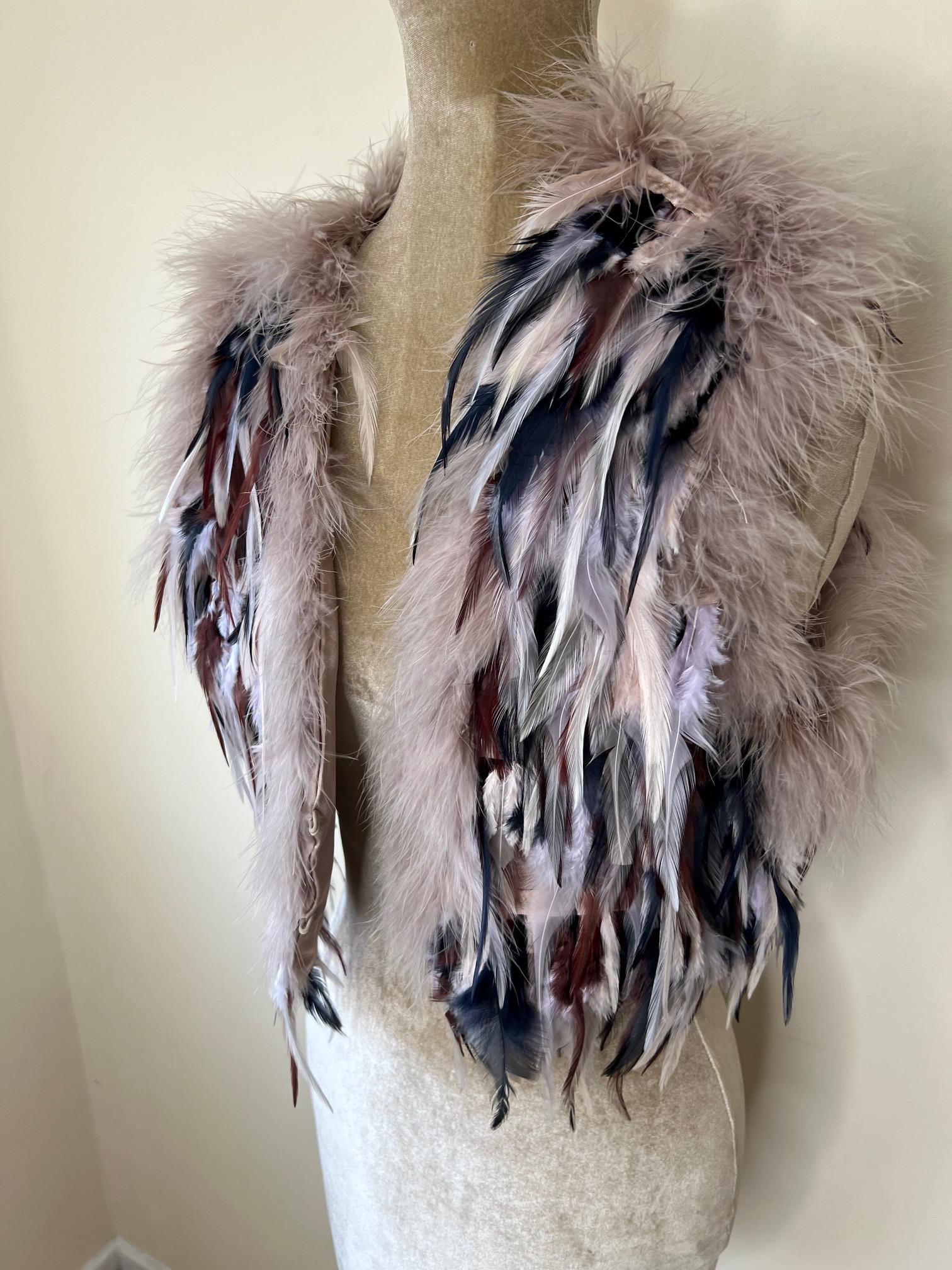 Feather waistcoat, Topshop feather gilet, Festival feather UK 10