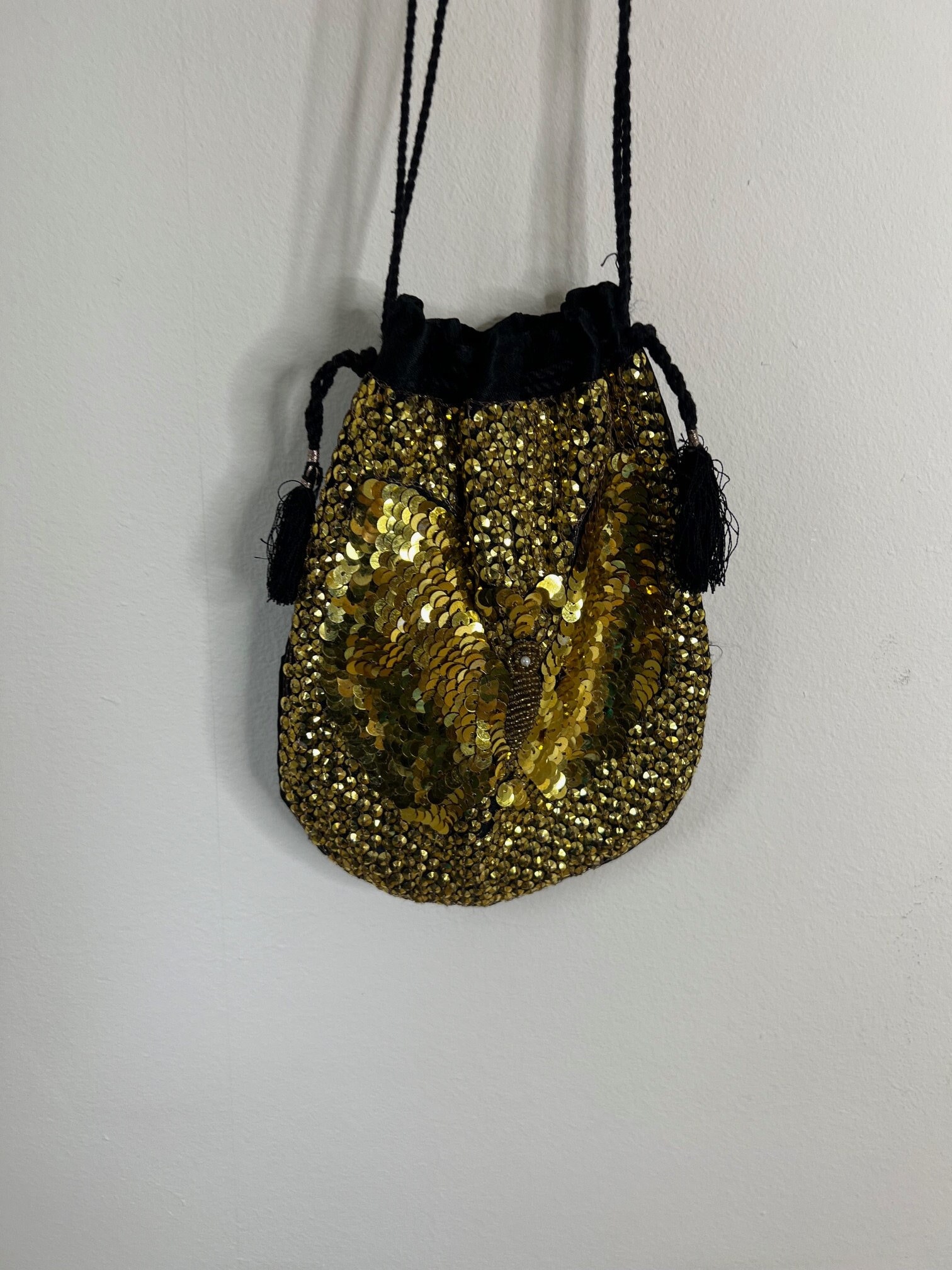 Gold sequin purse hotsell