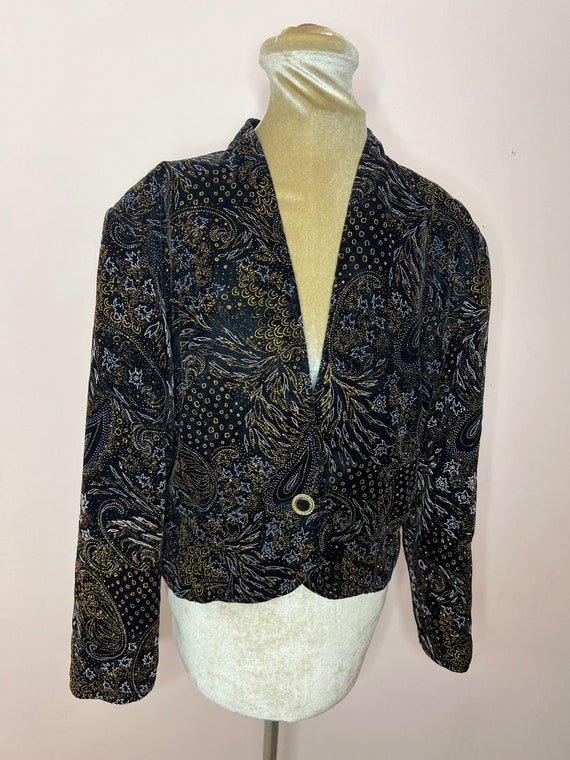 Vintage 80's or 90's black velvet evening jacket,… - image 10