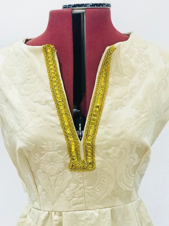 1950's Cream Dress Evening dress handmade dress sleev… Gem