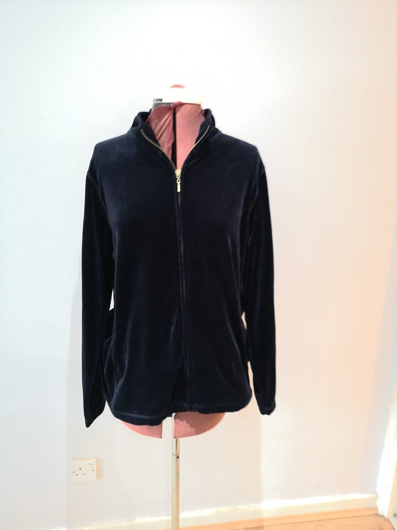 Vintage Marks and Spencers Velour Tracksuit Top Navy and Gold - Etsy