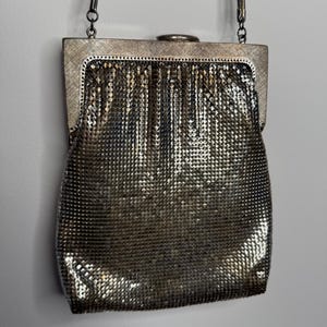 Vintage Oroton silver mesh handbag, mid century silver chainmail bag.