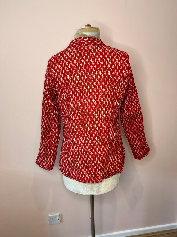 Vintage red kantha quilted jacket. Reversible quilted… Gem