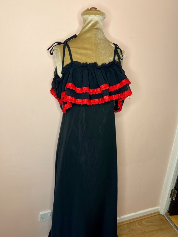 Vintage 1970 s Marion Donaldson off the shoulder maxi dress Spanish style dress flamenco. UK 10