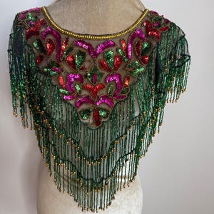 Vintage beaded cape, sequin shawl, festival cape. Size small