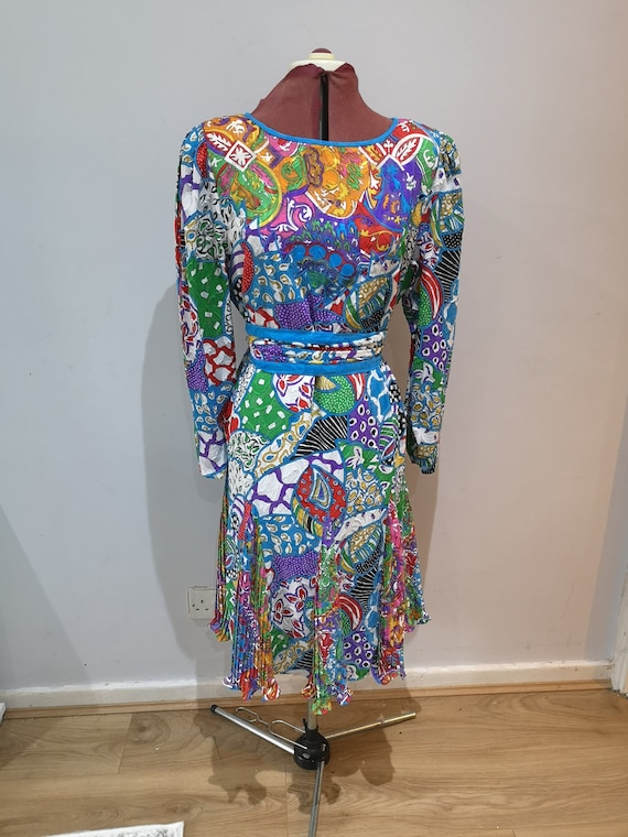 DIANE FREIS vintage 80's dress printed dress, brig