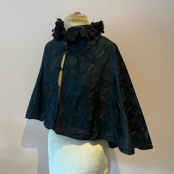 Vintage Victorian mourning cape, Victorian black cape.