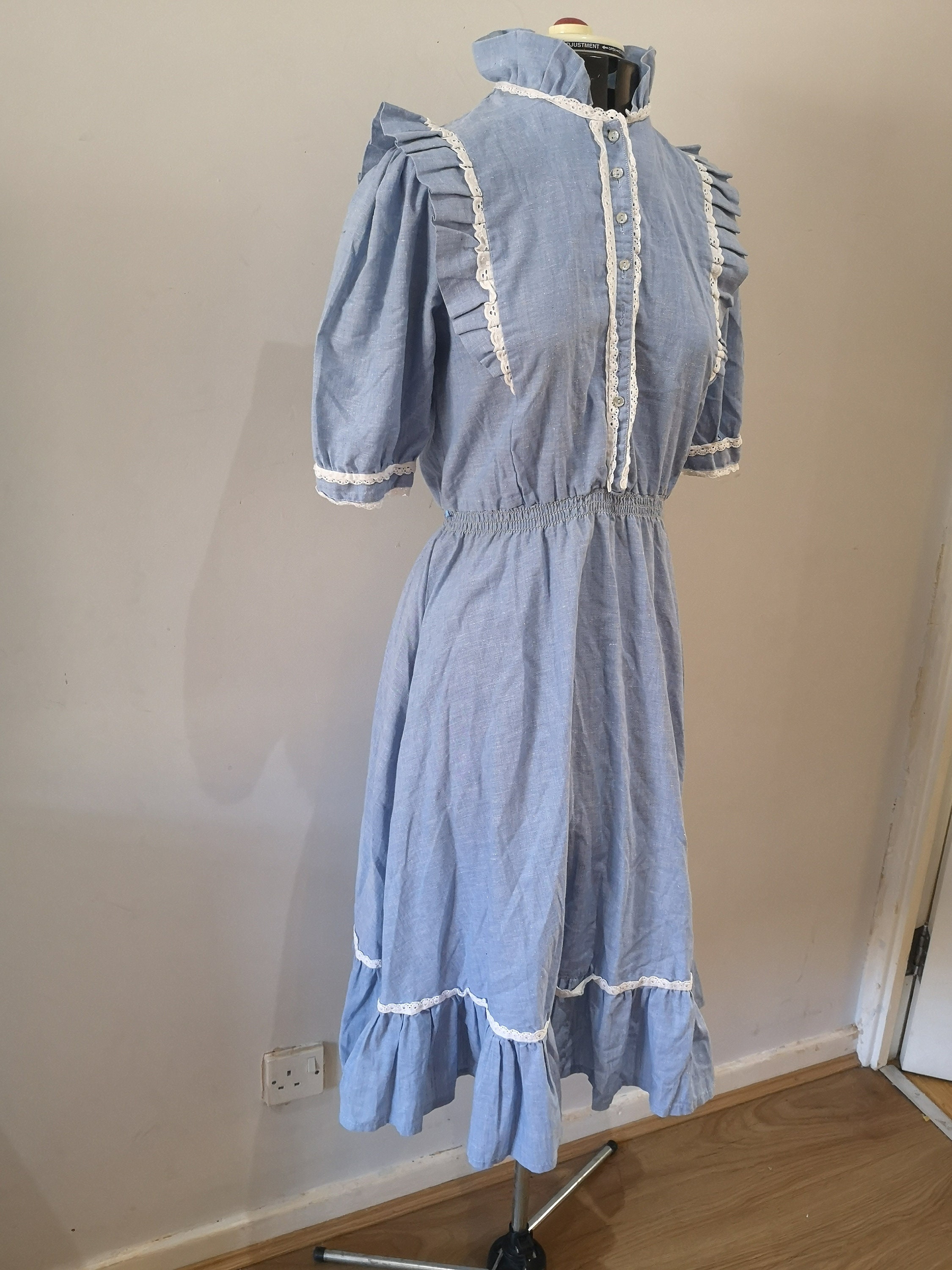 A vintage prairie dress blue cotton prairie dress summer | Etsy