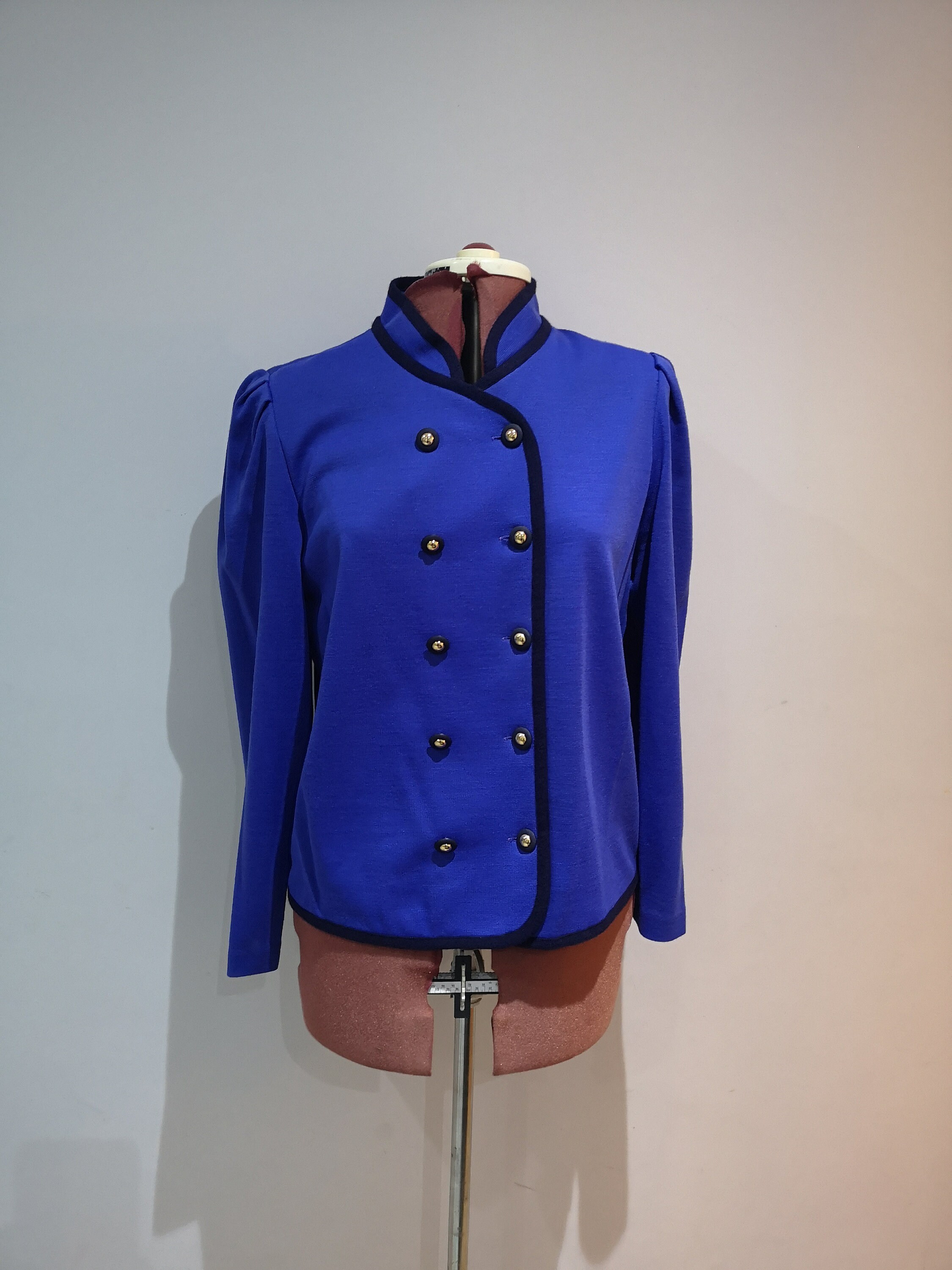Image of A Vintage 's Or 's Richard Stump Cardigan, Blue Knitted Jacket With Gold Buttons. Uk  -