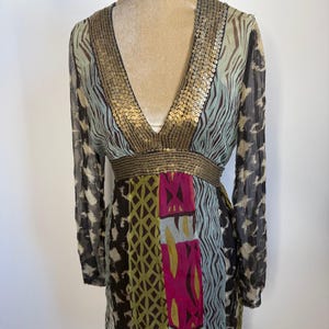 Y2K Derhy dress, 00's patchwork dress. UK 8