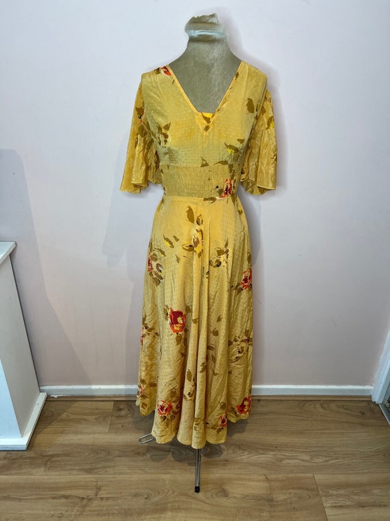 Vintage handmade floral maxi dress with angel sle… - image 1