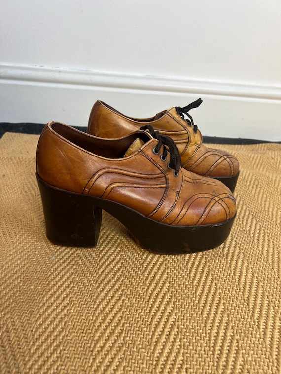 Original 1970's Platform Shoes. 70's Unisex Tan Brown Platform Shoes. UK  Size 7 - Etsy Ireland