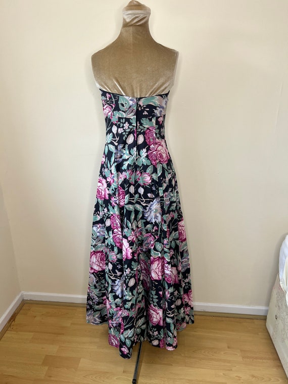 Vintage Laura Ashley floral strapless dress, long… - image 7