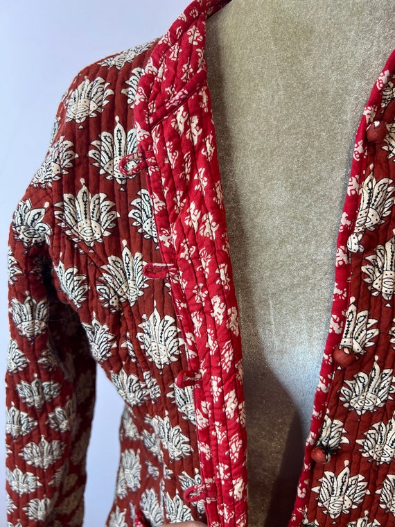 Vintage red kantha quilted jacket. Reversible quilted… Gem