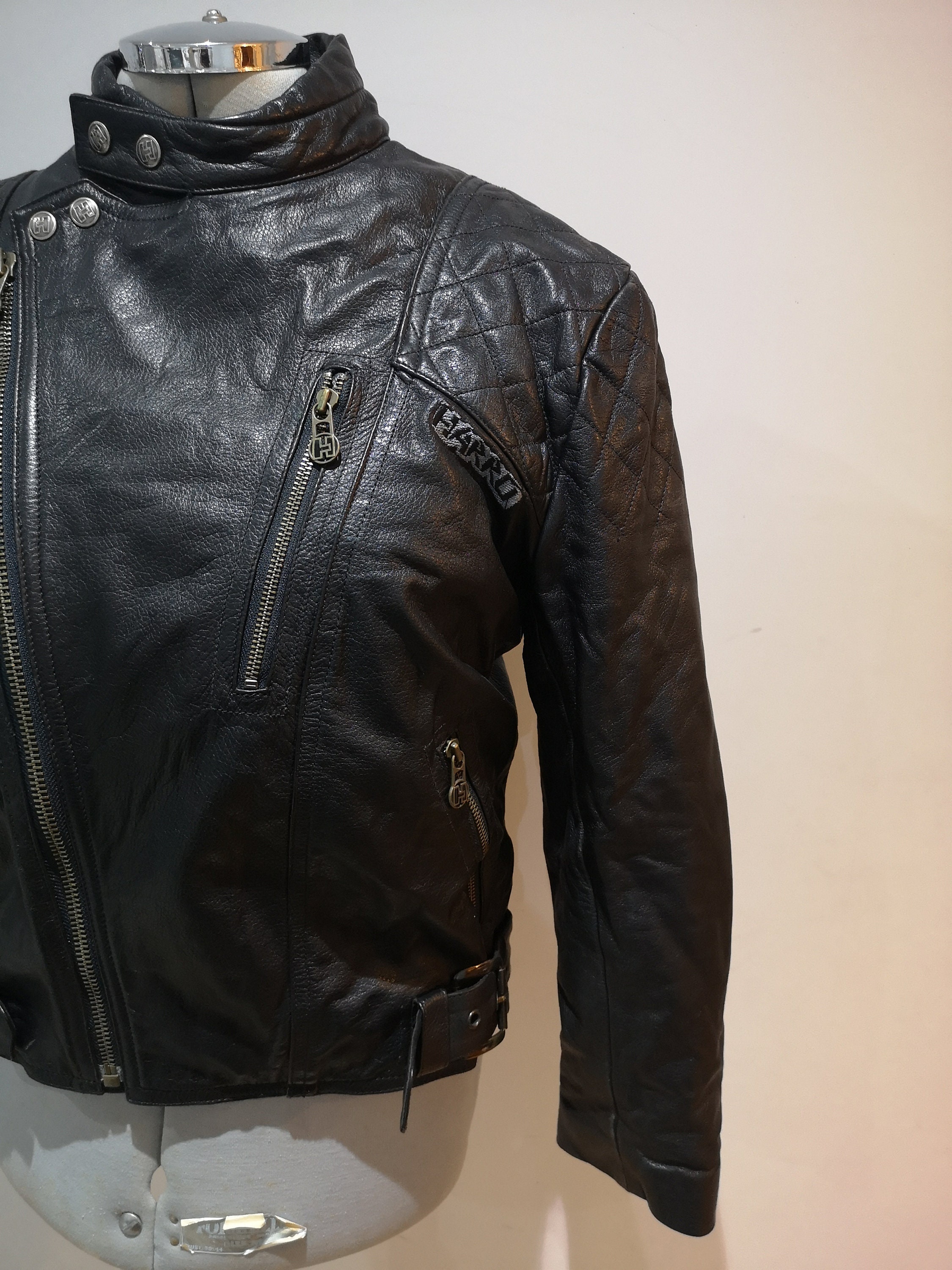 Vintage Black Leather Biker Jacket HARRO German Motorcycle - Etsy UK