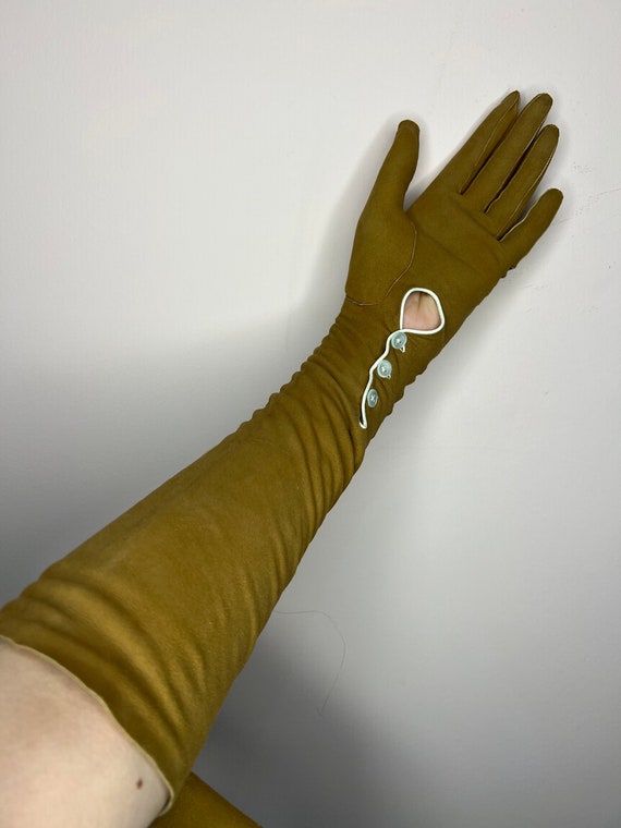 Brown Kid Suede Opera Gloves 