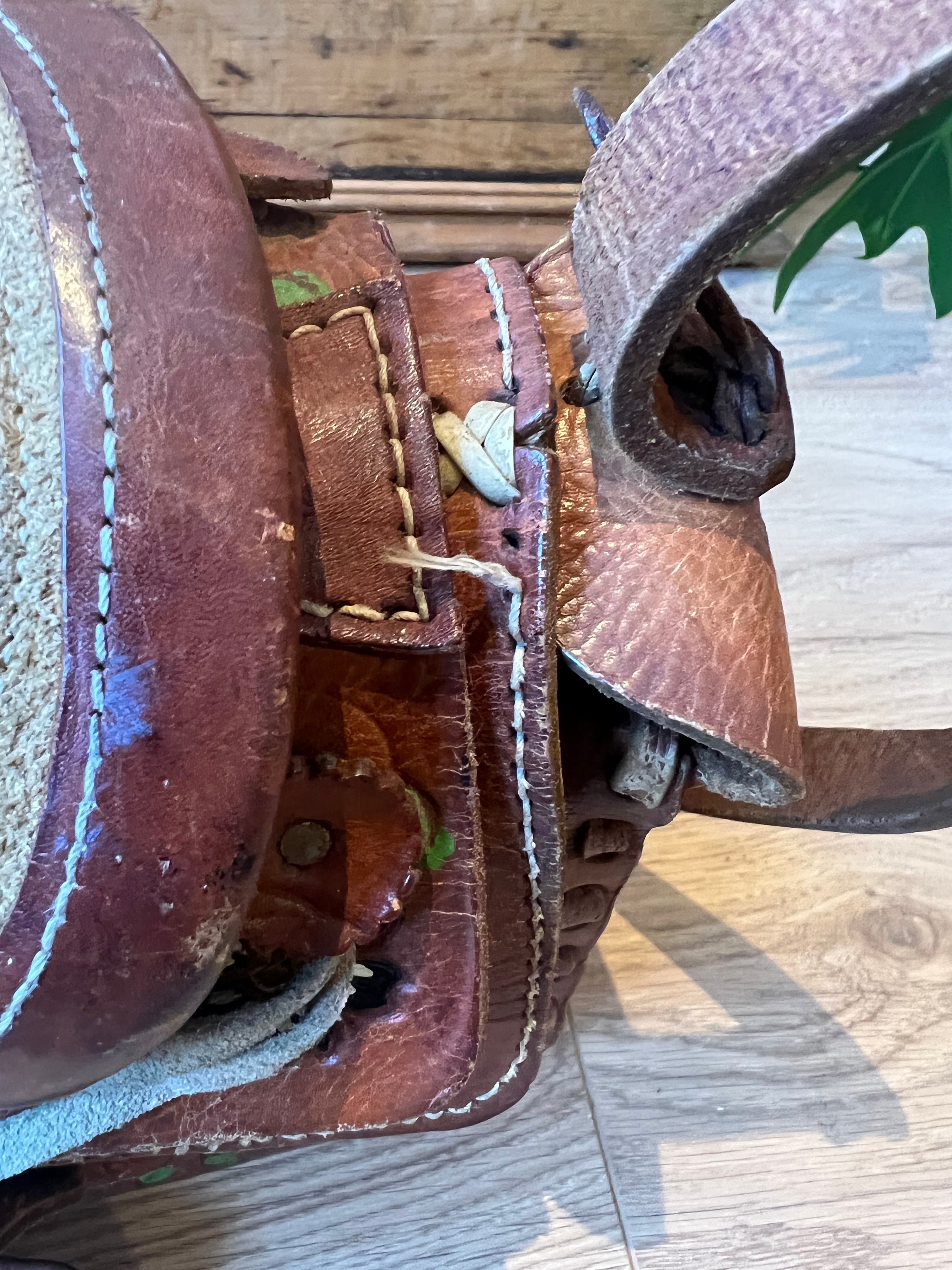 Vintage 70's Tooled Leather Horse Saddle Bag Floral Etsy