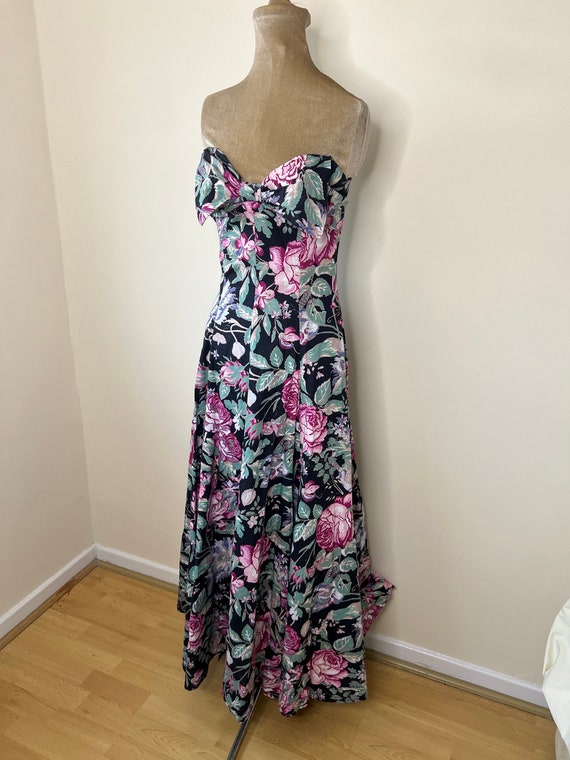 Vintage Laura Ashley floral strapless dress, long… - image 6