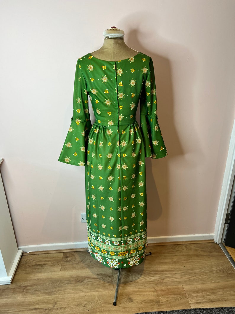 Vintage 1970's Bell Sleeve Maxi Dress Green Maxi Dress. - Etsy