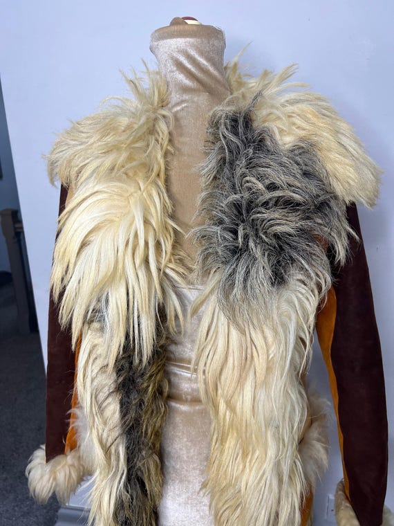1970's YAQUB Afghan Coat, Patchwork Penny Lane Shearling Coat. UK