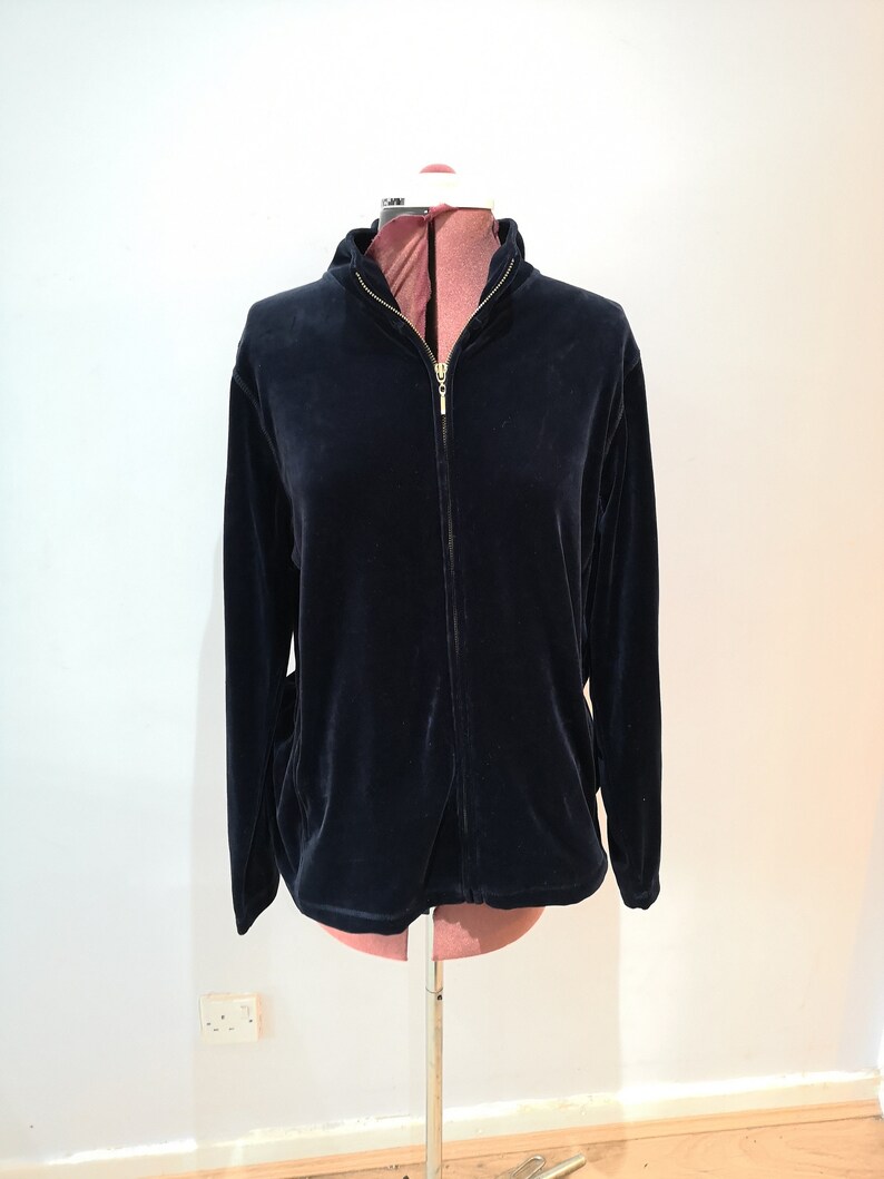 Vintage Marks and Spencers Velour Tracksuit Top Navy and Gold Etsy UK