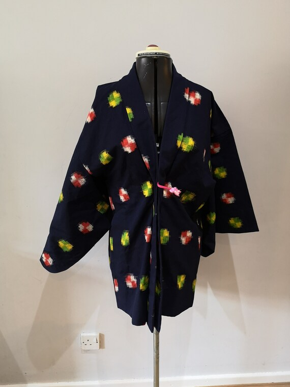 Vintage Japanese Kimono, navy short kimono jacket… - image 3