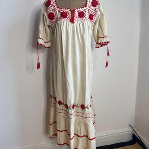 1970’s embroidered cotton folk dress. UK 8 - 10