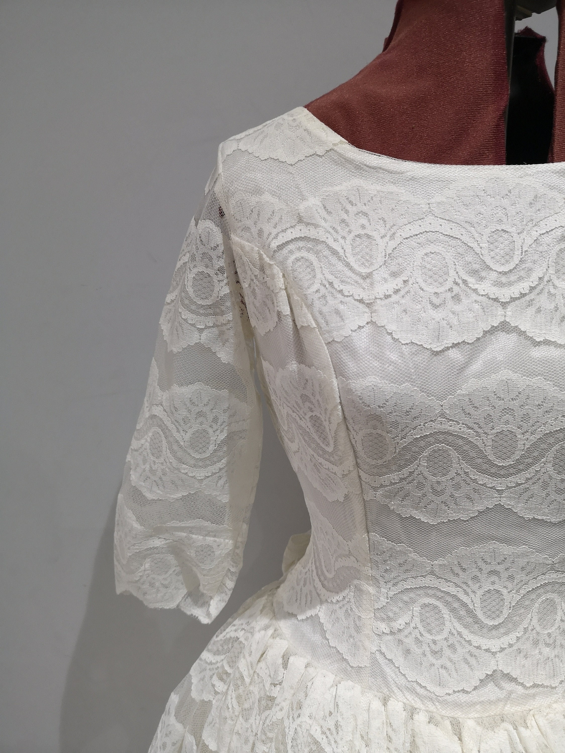 Vintage 1950's Lace Wedding Dress 50's Lace Prom - Etsy UK