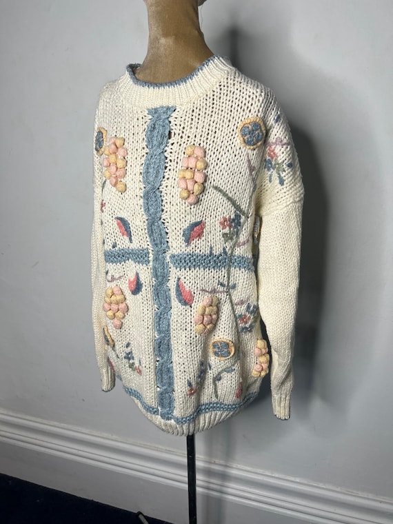 Vintage 80's or 90's Michelle Simon Floral Jumper, Cottagecore