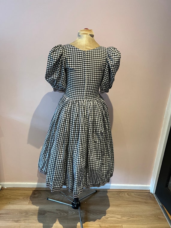 retro gingham dress Unique Vintage Pink & White Gingham Bobbie Swing Dress XL/14