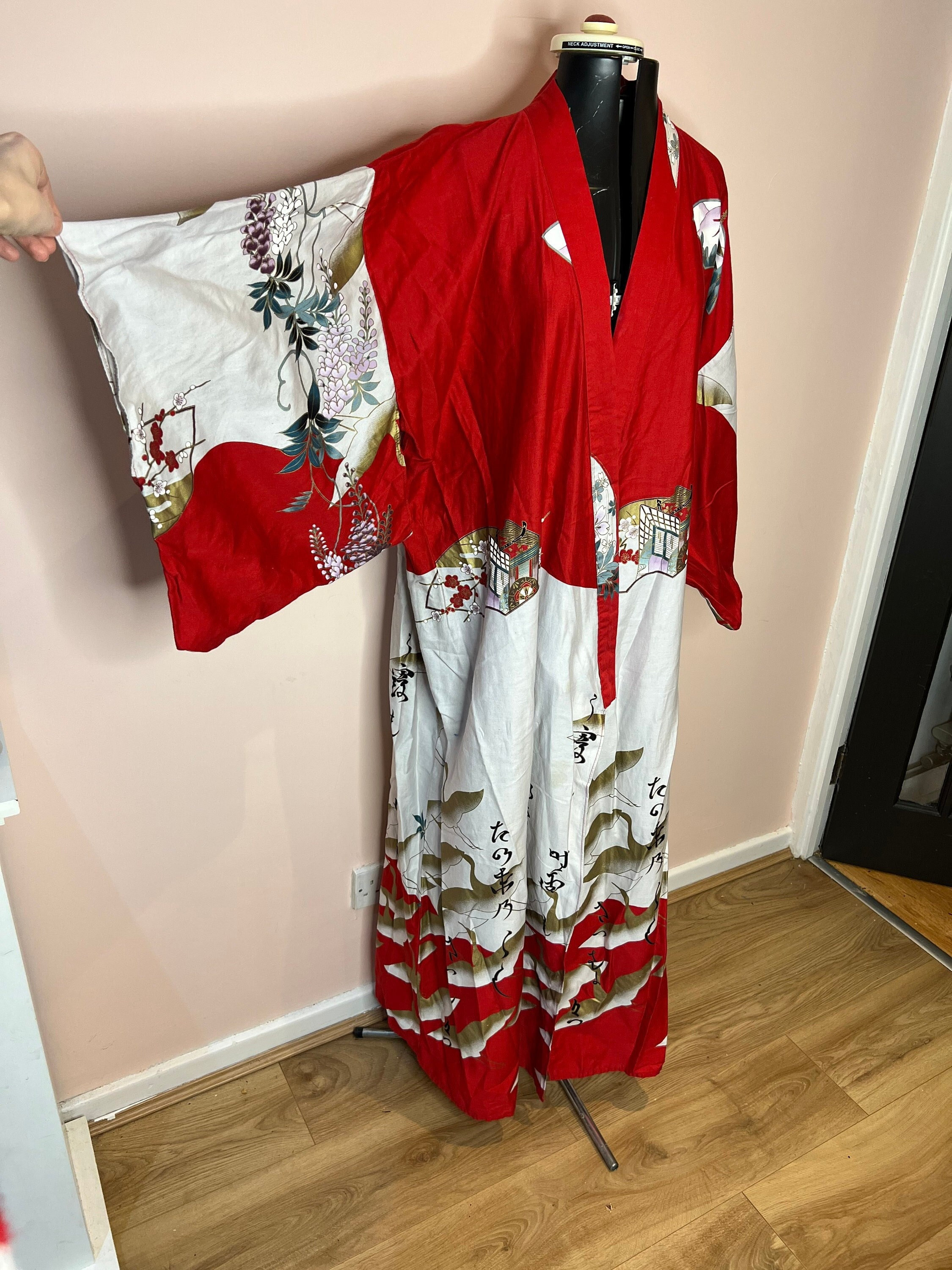Set of 2/ Men's Kimono & Obi Set/ Japanese Men Kimono Robe Obi / Samurai  Kimono / Samurai Cosplay/ 0224-01 