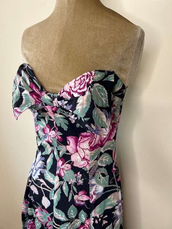 Vintage Laura Ashley floral strapless dress, long… - image 5