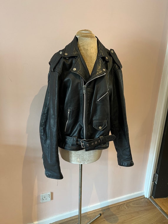 Veste En Cuir Peinte à La Main Banana Republic - Motif Boussole Antique "I Know Where I'm Going" - Taille 8 Occasion