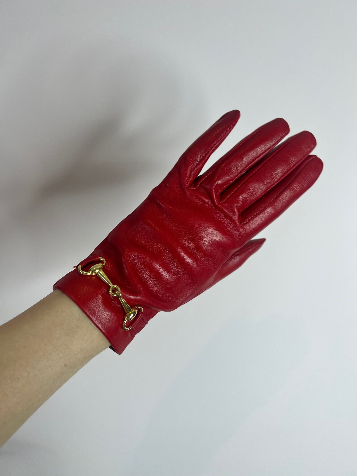 Red leather gloves - Etsy 日本