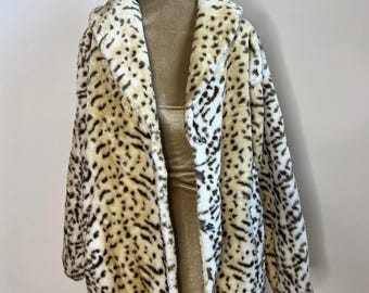 Leopard Print Faux Fur Coat, animal print coat. UK 12 - 14