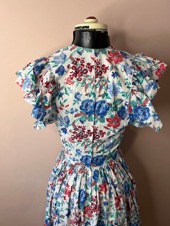 ⭐︎希少⭐︎CARAMEL VINTAGEFLORAL PRINT DRESS 8A Buy Vintage 1980's Droopy and Browns by Angela Holmes Floral Maxi