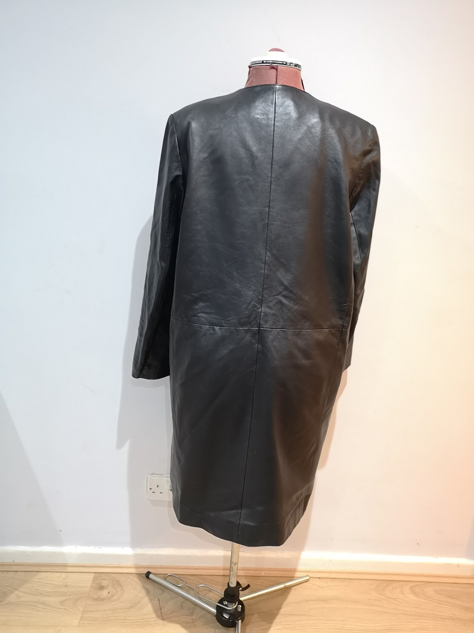 Vintage long black leather jacket OLLY Formals leather Etsy