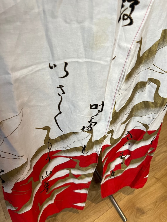 Vintage Ichiban Long Japanese Kimono, Japanese Red and Gold