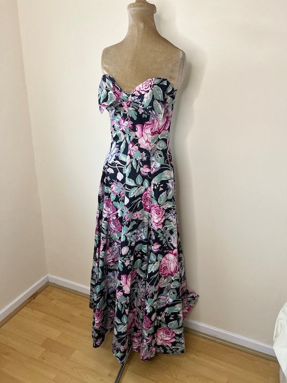 Vintage Laura Ashley floral strapless dress, long… - image 10