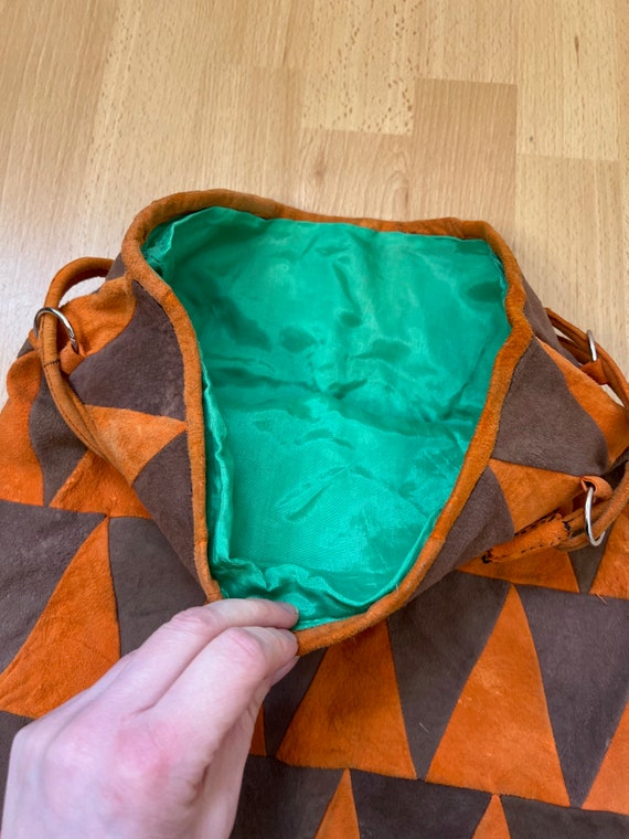 PATCHWORK SUEDE BAG 2826P バッグ スエード 70's Patchwork Suede Bag, Drawstring Patchwork Leather Bag