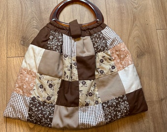 Vintage patchwork sewing bag, patchwork handbag.
