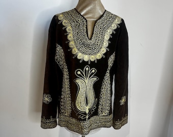 60's velvet tunic with gold embroidery.