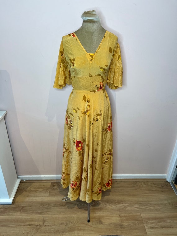 Vintage handmade floral maxi dress with angel sle… - image 8