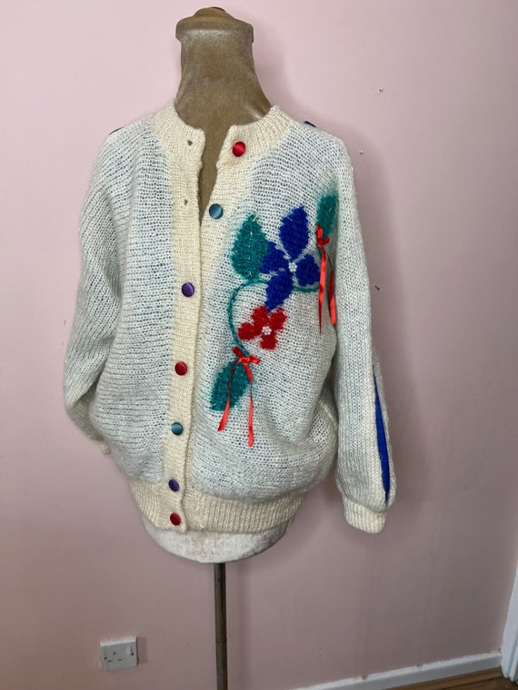 Vintage 80's Mohair House of Colwyn Mohair Cardigan, Floral Mohair