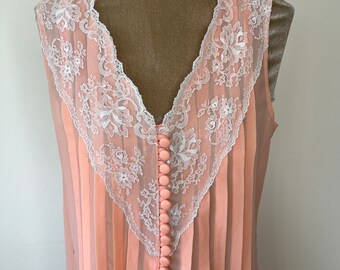 Vintage Peach Night Dress, Handmade Sheer Nightie. UK 10 - Etsy UK