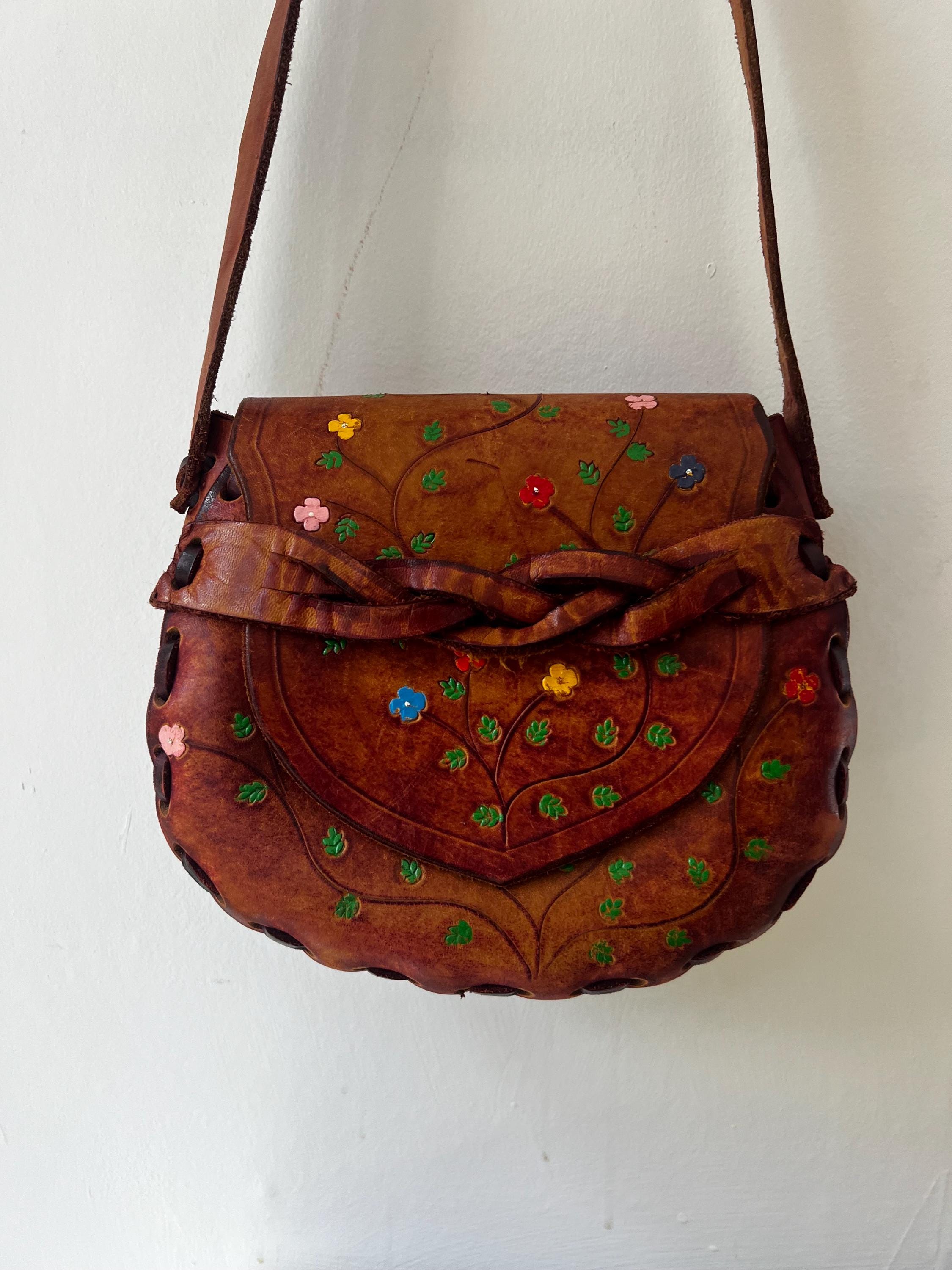 ７０Ｓ　レザーバッグ　ビンテージ　ハンドメイド 70s leather bag - Etsy 日本
