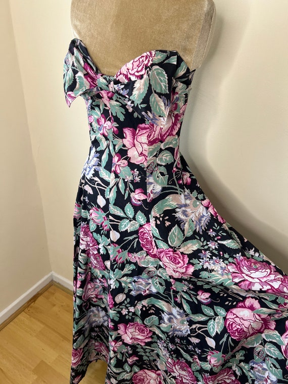 Vintage Laura Ashley floral strapless dress, long… - image 8