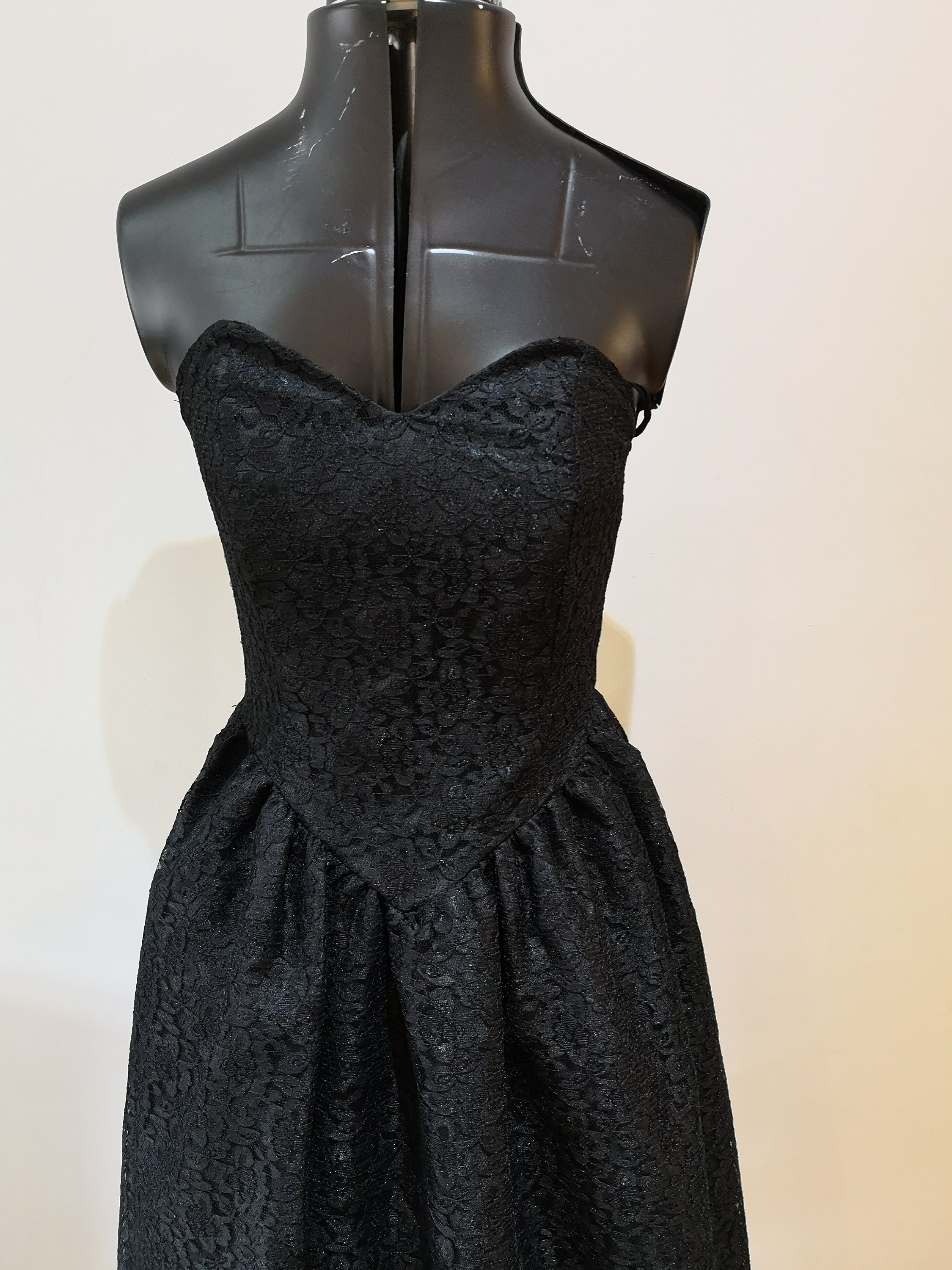 Vintage 80's or 90's black lace prom dress Debenhams | Etsy
