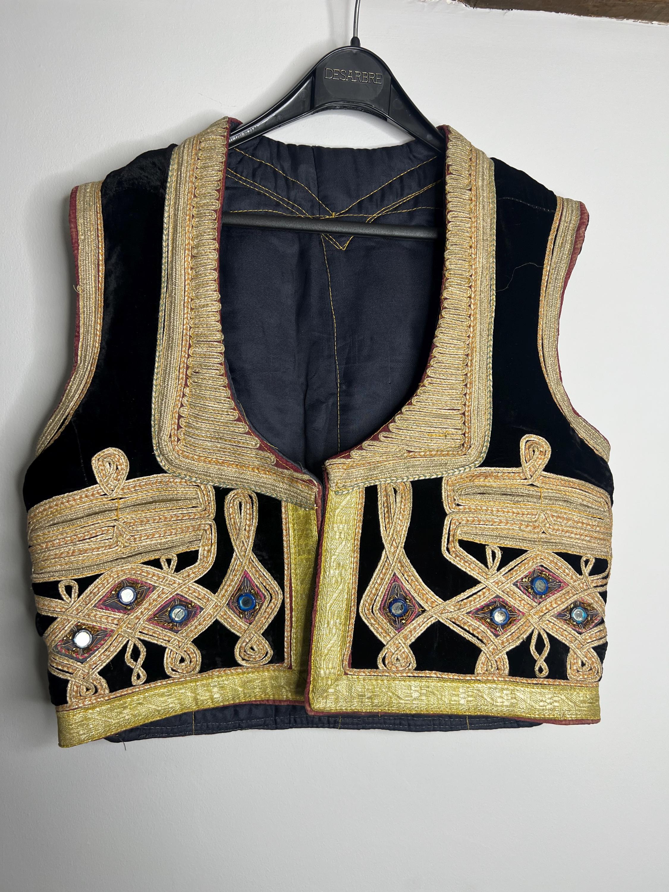 1960's Ottoman Velvet Waistcoat With Gold Embroidery and
