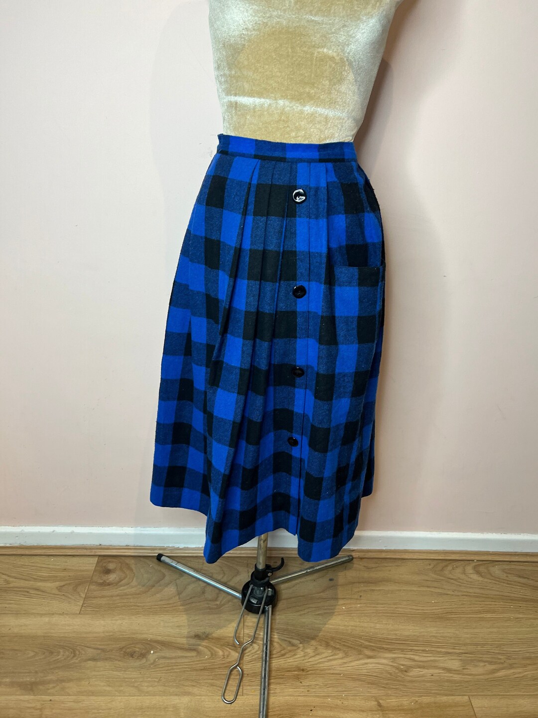 vintage-wool-checked-skirt-skirt-with-pockets-uk-12-etsy